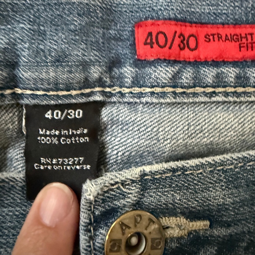 Apt 9 Mens Straight Fit Jeans 40x30 Medium Wash Blue Denim 100% Cotton - Picture 4 of 4